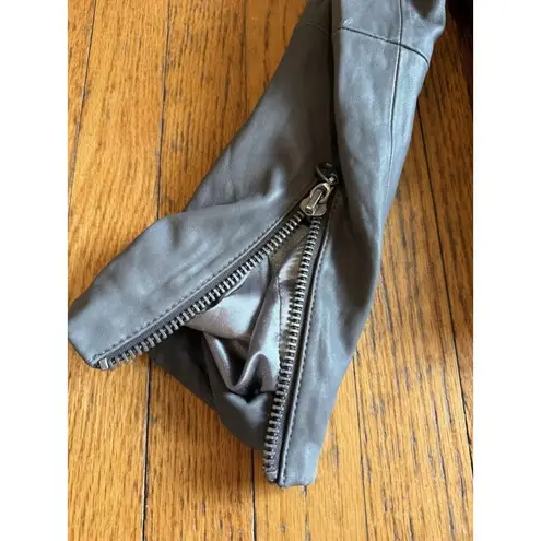 Doma Leather Jacket Genuine Lamb Leather Gray Moto Biker Womens Large