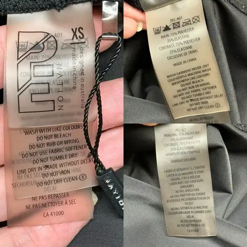 P.E Nation Crossbar Black Leggings Black Side Stripe Green XSmall Activewear Size XS