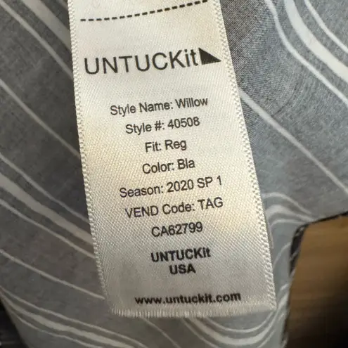 Untuckit For Her Size 8/Medium Willow Black White Stripe Long Sleeve Shirt Dress