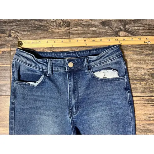 Saints & Hearts Womens High Rise Distressed Bell Bottom Jeans Denim Medium/27" Blue