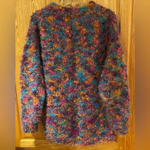 Vintage 1990s Compagnie Internationale Express Handknitted Curly Mohair Sweater Pink