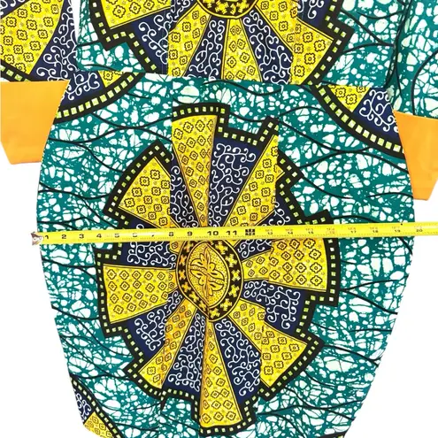 Handmade Colorful African Print Geometric Dress with Yellow Details