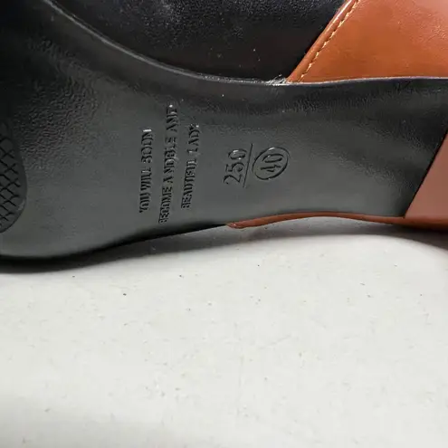 SEVEN BIG TREE Black Brown Color Block Pointed Toe Stiletto Heels Size 40 US 9.5