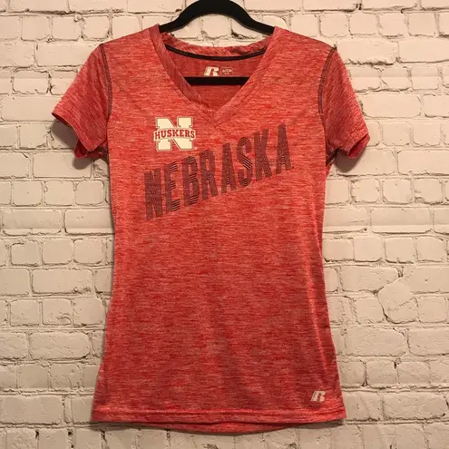 Russell Athletic Russel Nebraska Huskers V Neck Tee Shirt