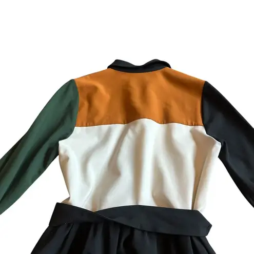 Chinti & Parker Long Sleeve Color Block Dress Knee Length w/ Belt Size 4 Women's Black