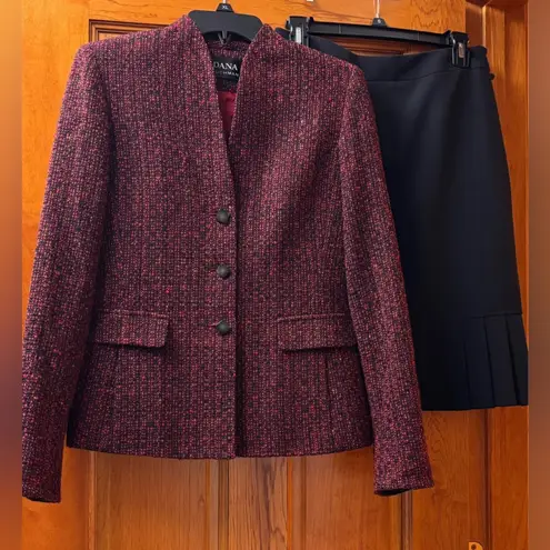 Dana Buchman Tahari women's red tweed career blazer black skirt set Sz 4
