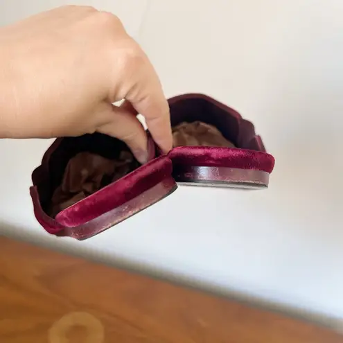 Jenni Kayne • Velvet Mules slides slip on flats pointed toe Bordeaux maroon Red Size 5