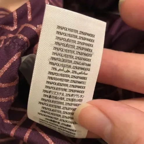 Zumba NWT Plum Purple Glitter Ruched Leggings New