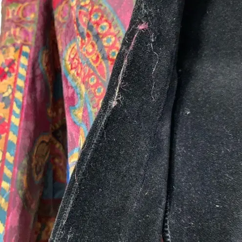 Leslie Fay Vintage Collarless Blazer Jacket Burgundy Paisley Floral Boho