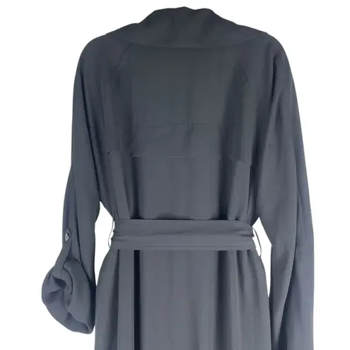 Babaton Aritzia Bascom Flowy Long Trench Coat Belt Tie Black Size XS