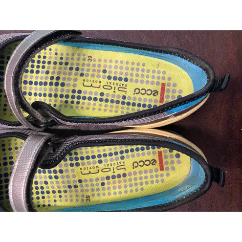 Ecco BIOM Natural Motion Mary Jane Shoes Gray Teal Mesh Size 39 US 8.5 Minimal