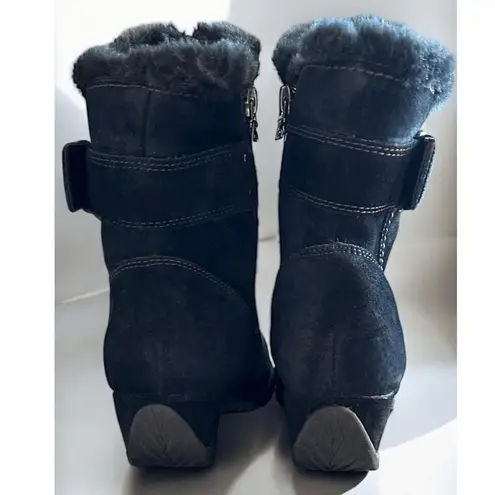 Brilliant Womens Size 8 Black Suede Leather Ankle Snow Boots Zipper Winter