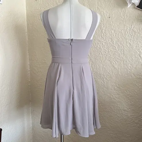 Lulu’s Forevermore Skater Mini Dress Small Dove Gray Formal Wedding Homecoming