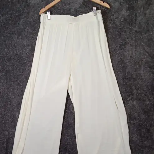 Summersalt Cream Elastic Waistband Super Wide Leg Silky Palazzo Pants XL