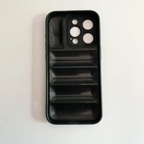 Black Faux Leather Plastic Quilted Iphone 15 Pro Phone Case