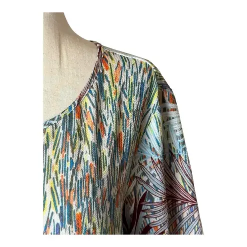 Anthropologie Fig And Flower Shirt Women XL Blue Red Floral Tunic Top Boho