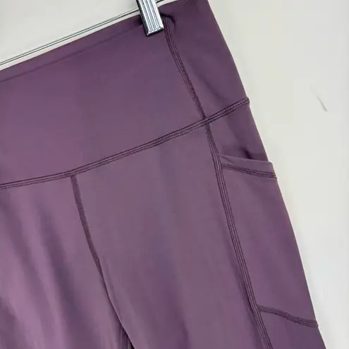 Zyia Active Wine Pocket Brilliant Hi Rise Crop Leggings Sz 8-10 Purple Plum