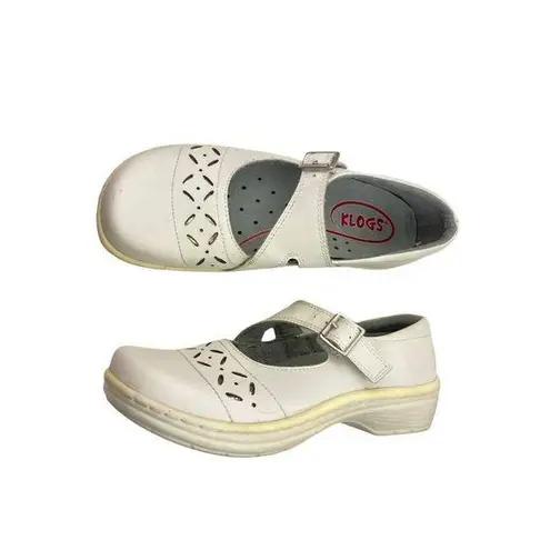 *Klogs Womens Shoes Size 7M White Leather Mary Jane Comfort Nurse Professional
