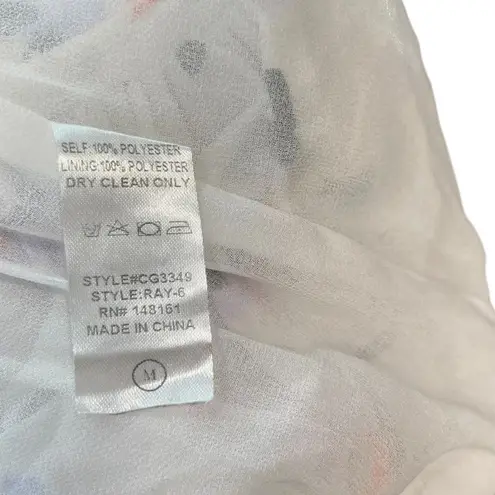 Buddy Love Ray Mini Dress Smocked Short Sleeve Brush Print White Size Medium