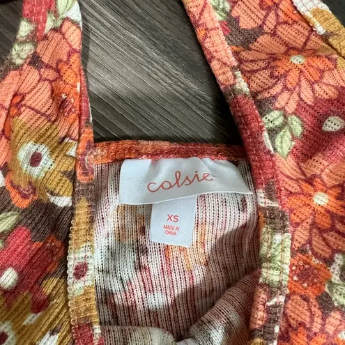 Colsie Orange and Brown Floral Set Size XS