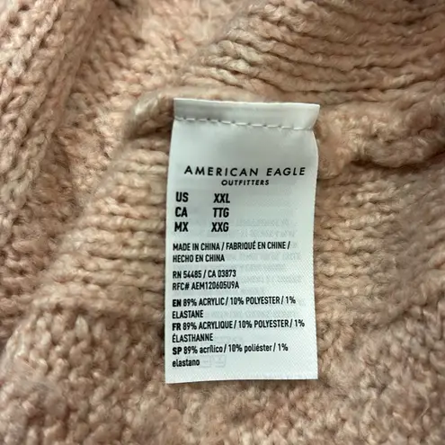 American Eagle  Pink Knit Pullover Cable Knit Hoodie