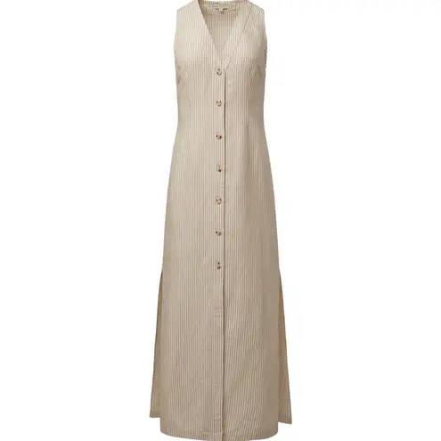 ONIA NWT Air Linen Button Down Maxi jute/white stripes dress size small