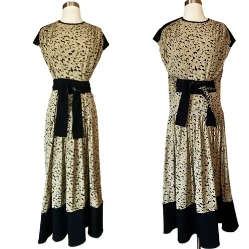 Proenza Schouler Cape Dress Inky Leopard Print Short Sleeve Combo Black Tan 4