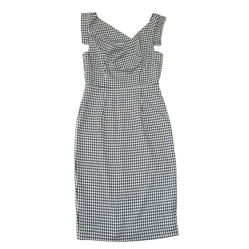Black Halo NWT Jackie O in Black White Classic Chic Houndstooth Sheath Dress 4