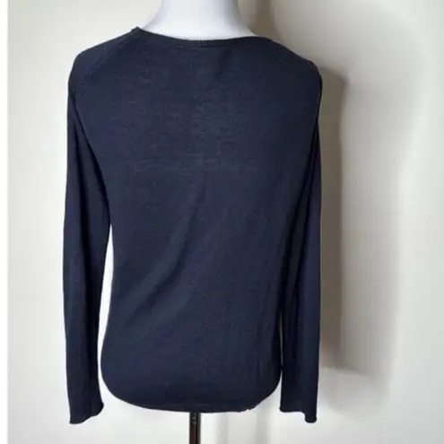 Maje Navy Silk Cashmere Cardigan
