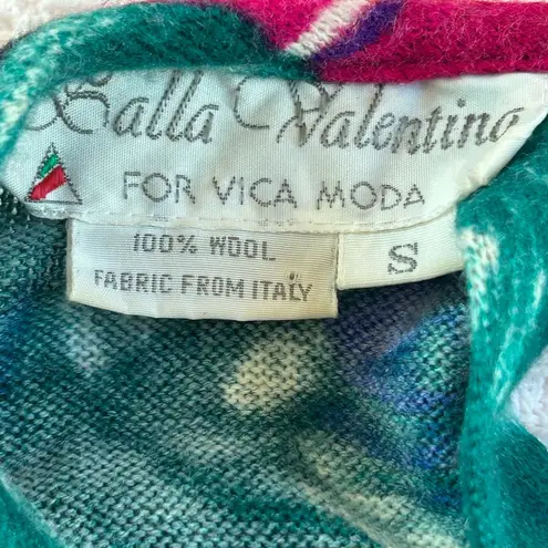 Vintage 1980s glam maximalist floral shirt with shoulder pads 100% wool bold SM