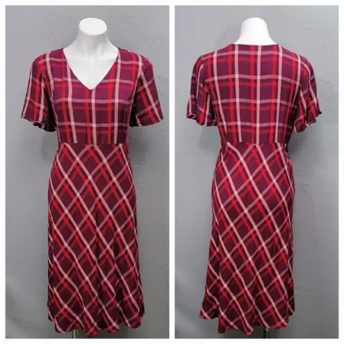 J Jill Burgundy Red Plaid V