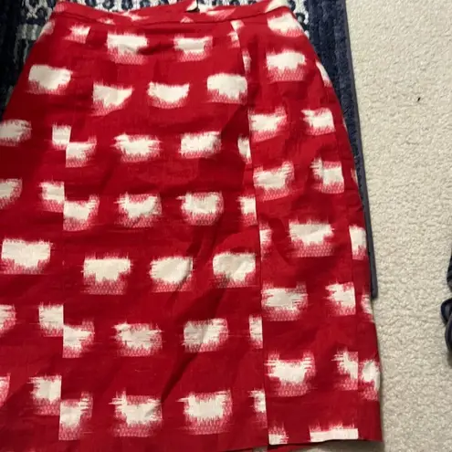 Anthropologie Corey Lynn Calter Ackee Red Motif Linen Blend Pencil Skirt Size 0 White