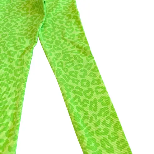 Beach Riot Sport Ayla Neon Green Animal Print Leggings Cheetah Workout Sz Small