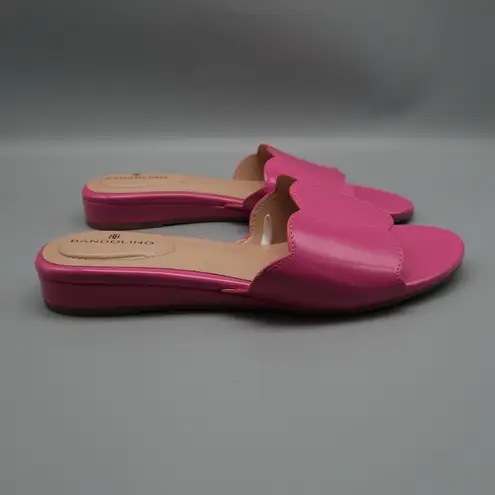 Bandalino Women's Pink Kayla Sandals Leather Scalloped Slide Size 8M