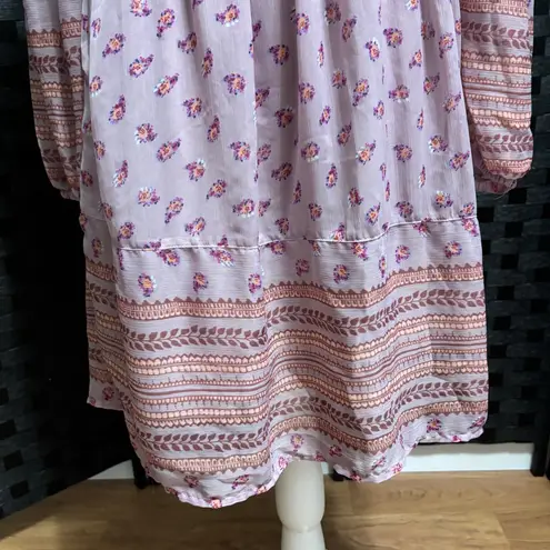 Mudd  Chiffon Dress Junior Sz S Floral Pastel Boho Cottage Peasant Milkmaid Fairy - Image 3