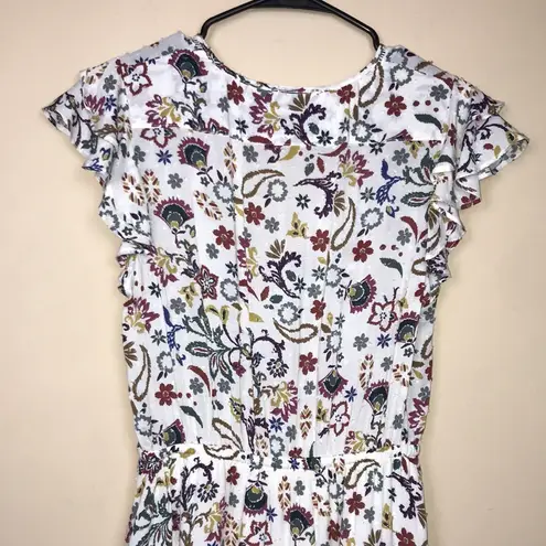 Olivaceous  Women’s Boho Floral Print Swiss Dot Flutter Sleeve A-Line Mini Dress