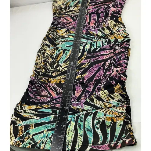 Love j Floral Print Strapless Bodycon Dress Ruched Mini Party Club Colorful Med