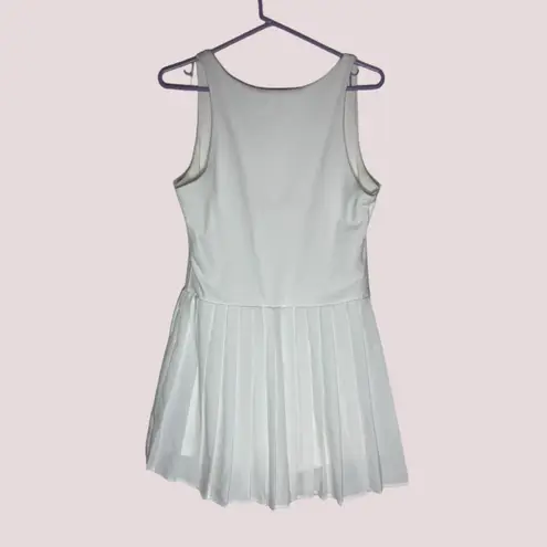 NWT White Square Neck Pleated Tennis Dress with Built