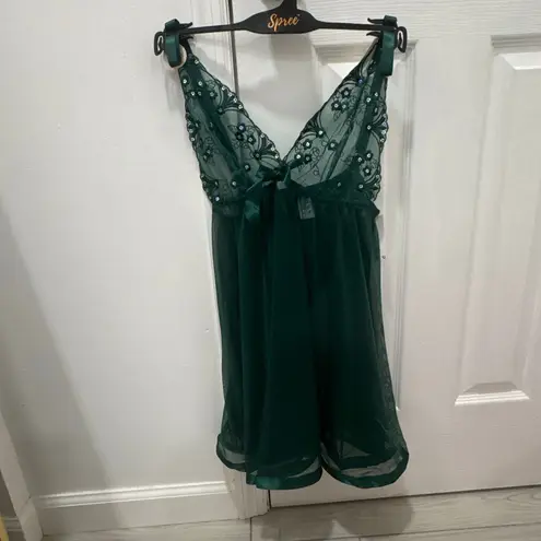 NWT Spree Intimate Green Lingerie dress with matching panty size small perfect