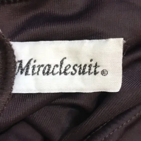 MiracleSuit Women’s Ruffle Front Full Coverage Brown Halter One Piece Swim Suit