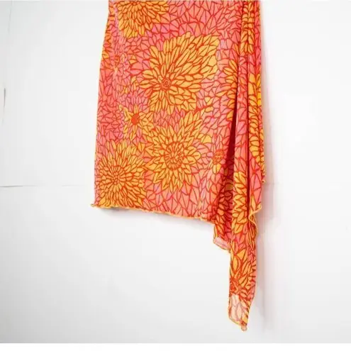 Magaschoni NEW  100% Silk Floral Printed Sleeveless Tunic,‎ Red, M