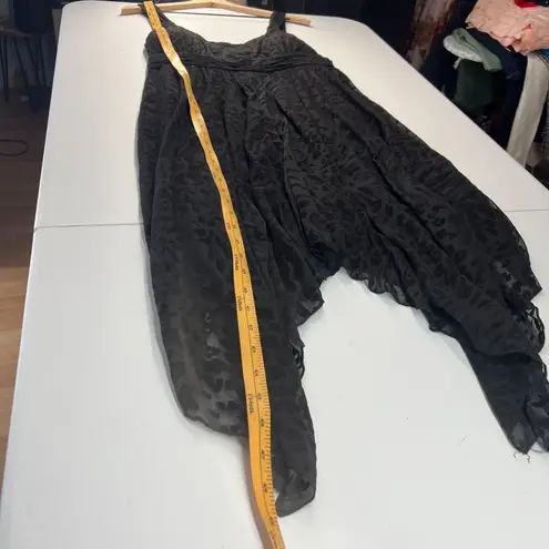 Olivia Matthews Dress Womens XL Black Leopard Velvet Burnout Handkerchief Hem