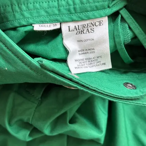 Laurence Bras Women's Snap Closure Flare Cotton Denim Pants Green Size 38 / 6