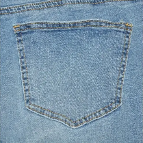 Ashley Stewart Ladies 18 Distressed Studded Skinny Blue Jeans Light Wash Stretch