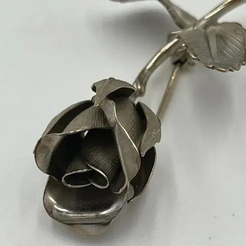 Giovanni Silver Toned Rose Bud Flower Brooch Pin