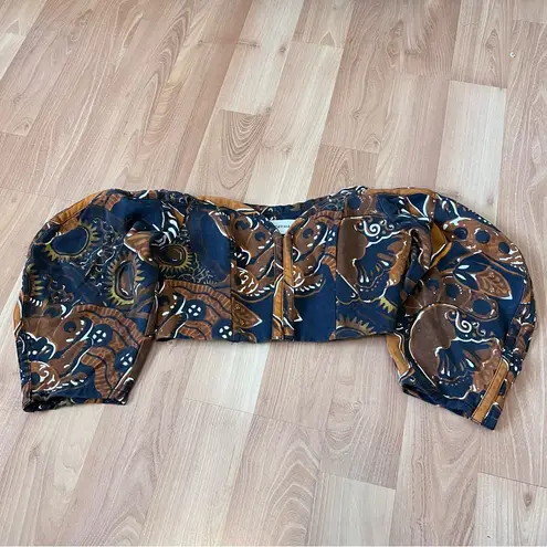 Mara Hoffman Juana Black & Brown Abstract Print Cropped Top Size 4