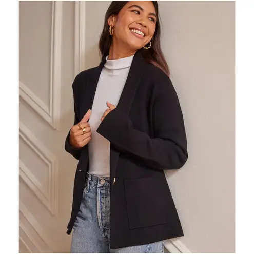 Summersalt Womens Ribbed Knit Sweater Blazer Shawl Collar Jacket Size L Black