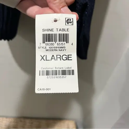 Alfani Sweater Womens Size Large Navy Blue Ribbed Metallic Knit Long Sleeve New