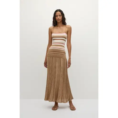 Faithfull the Brand Esenia Knit Dress in Puce Sepia Stripe Small New Womens Maxi