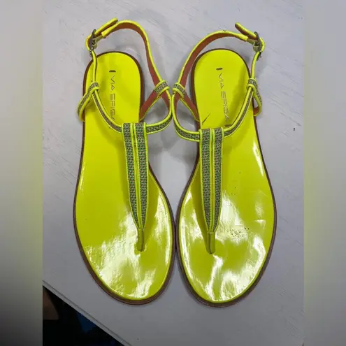 via spiga Neon Yellow T- Strap Cynna Sandals sz 9